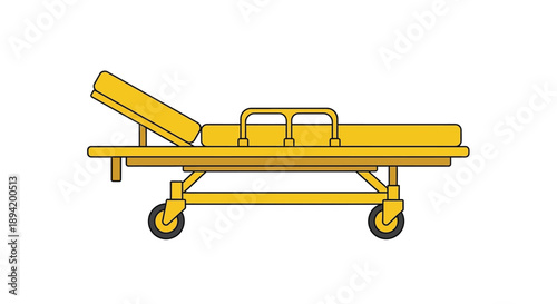 Simple illustration of a yellow hospital stretcher with wheels