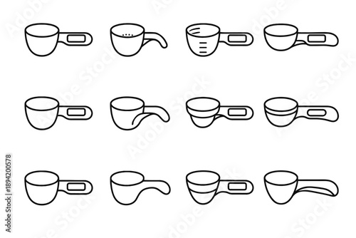 Deep digital small plate grip scale neck spoon structural ergonomic icon vector