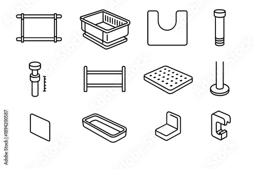 Brace corner organizer icon vector lip under rail plate sink bar block