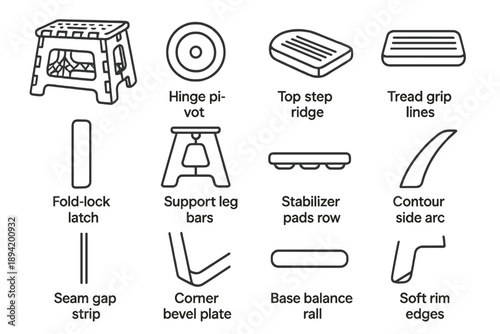 Icon compact soft vector pads support arc rail side stool latch icons