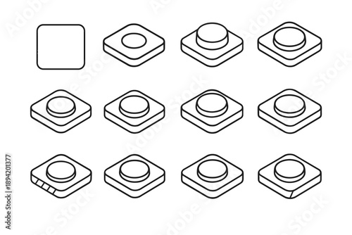 Boundary contour smart outline underside set tilt surface vector rim shading icon
