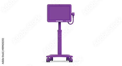 Purple medical tablet with stand a digital healthcare device isolated on white