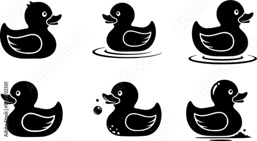 A detailed illustration of a rubber duck in black and white