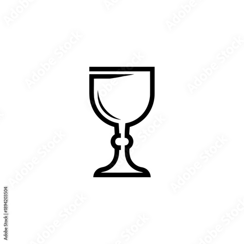 Chalice, vector minimalist icon. Symbol of religious traditions and ceremonies as communion or good friday. Vessel for wine, gothic art