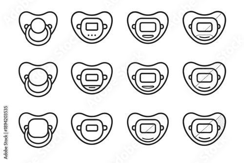 Vector digital pacifier icon crest line ridge thermometer curve handle underside slab