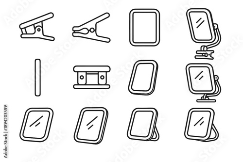 Stripe curve vector outline highlight mirror ridge pads clip line shading icons