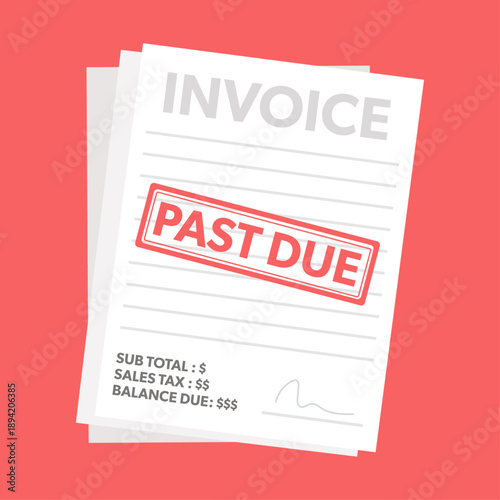 Past due. Financial document marked as past due, highlighting overdue payment status and outstanding balances.