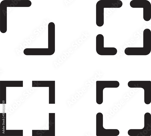 Crop Tool Icon silhouette set