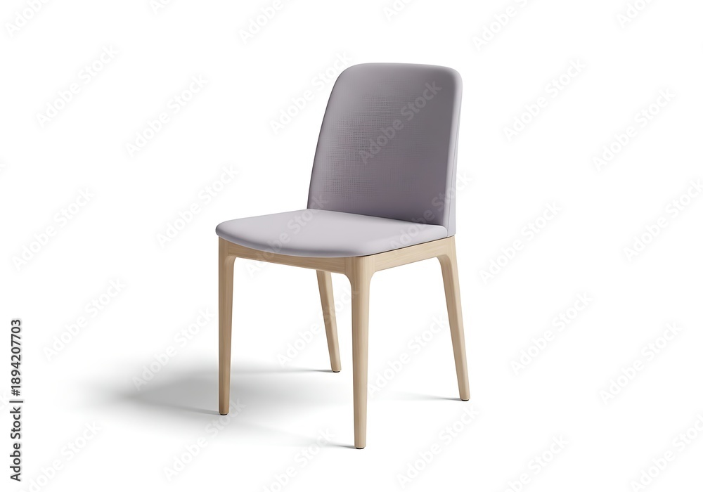 Obraz premium Modern gray upholstered chair with light wood legs and simple design
