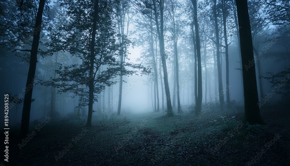 Fototapeta premium misty forest at night