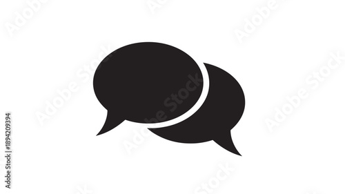 Speech Bubbles in Simple Flat Design with Black Color on White Background for User Interface
