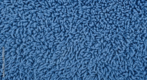 Close up of fluffy blue chenille fabric texture