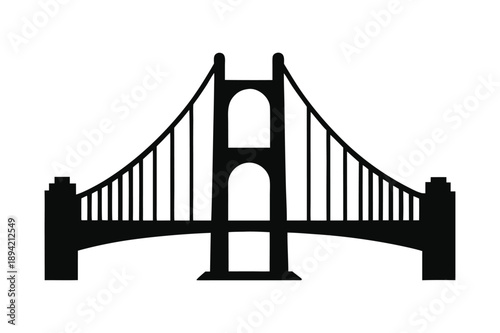 Black and white bridge silhouette icon design element