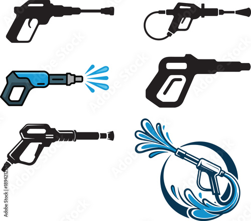 new Pressure Washing Gun Icon set