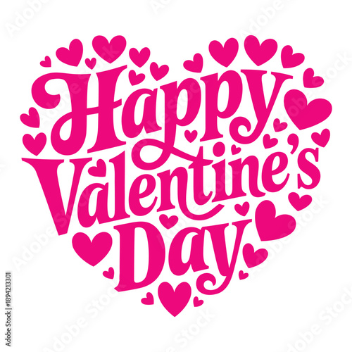 Celebrating Valentine's Day with Heartfelt Greetings and Love Surrounded by Hearts in a Heart-Shaped Frame