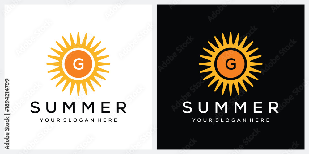 Fototapeta premium Initial letter G Sunny Sun Sunrise Spring Morning nature logo design inspiration