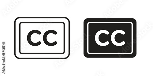 Closed caption icon in a simple line art style. EPS10