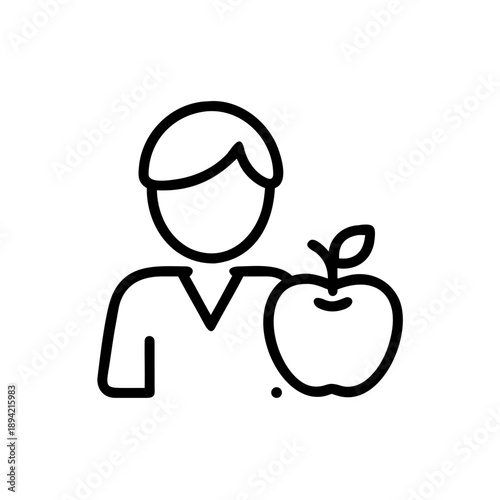 Dietitian smiling, holding an apple, on a simple background for healthy lifestyle