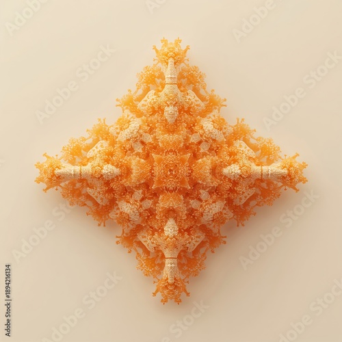 Fractal Design in Bright Orange Color on a Plain Background Created Through D...