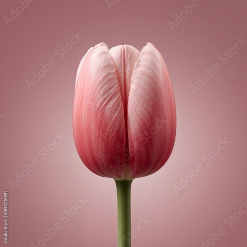 Pink Tulip Stands Alone on a Soft Background in a Quiet Setting