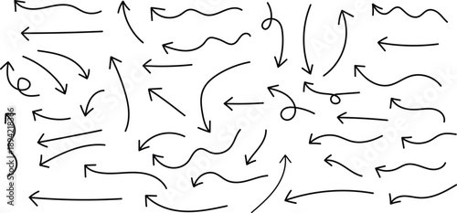 Collection of various arrows on a white background for design and directional guidance