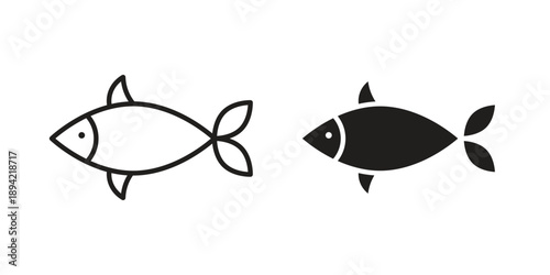 Fish icon in a simple line art style. EPS10