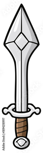 Fantasy Cartoon Sword with Gemstone Detail