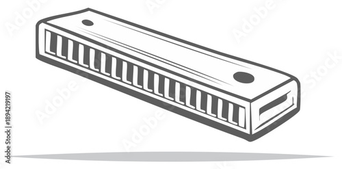 Hand-drawn illustration of a diatonic harmonica, a portable musical instrument.