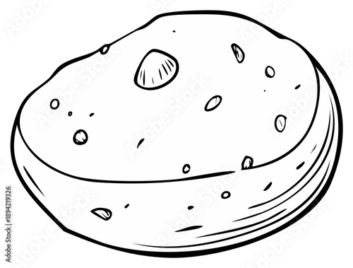 Stylized Drawing of a Round Flatbread With Seeds