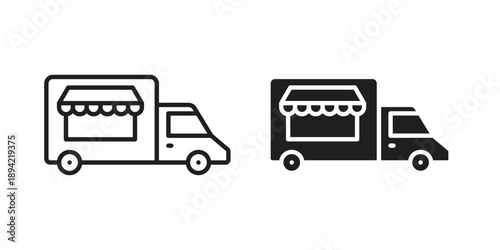 Food truck icon in a simple line art style. EPS10