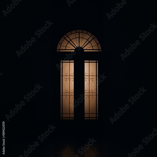 Dark Doorway With Light Shining Through at Night in a Quiet Location
