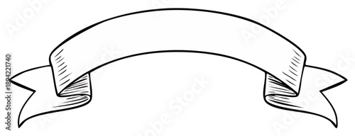 Hand Drawn Banner Illustration Decorative Ribbon Graphic Element, Vintage Style Design