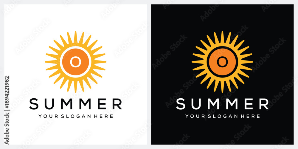 Fototapeta premium Minimalist letter O Summer Morning Sun logo design inspiration