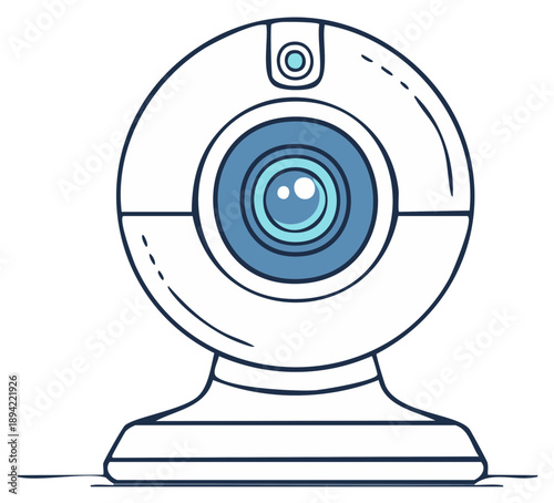 Webcam Illustration with Blue Lens for Video Conference