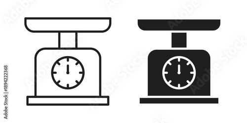 Kitchen scales icon in a simple line art style. EPS10