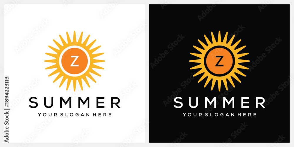 Fototapeta premium Initial letter Z Sunny Sun Sunrise Spring Morning nature logo design inspiration