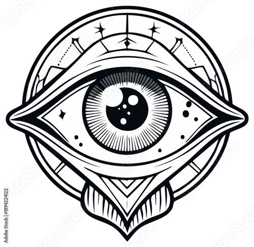 Mystical Eye Symbol Graphic Design Element for Spiritual Concepts