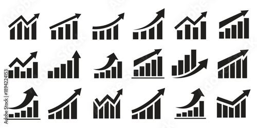 Stock market trend up and down arrows, financial graphs, and business investment growth and loss arrow, graph going up and down symbol with green and red arrows, vector illustration