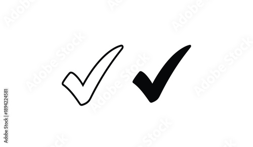 Two check marks in black and white on a for approval or confirmation