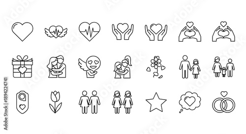 Love and relationship icon set
