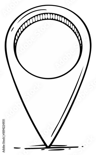 Drawn Location Pin Icon for Navigation and Mapping Graphics