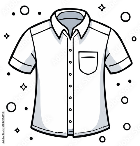 Illustration of a button down shirt design in a line art style.
