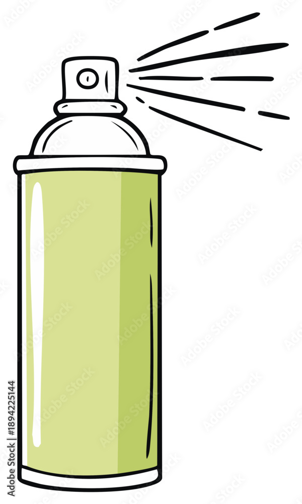 Fototapeta premium Light green aerosol spray can spraying a mist vector illustration