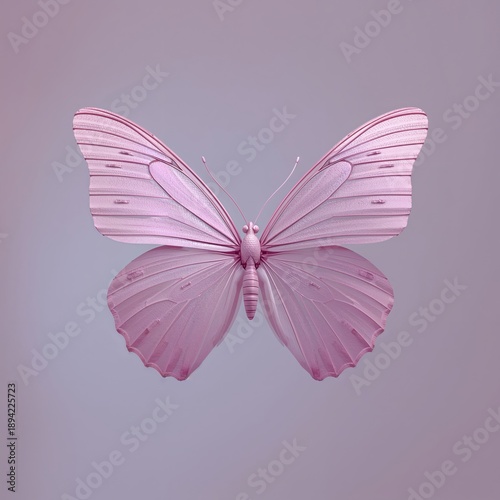 Butterfly Displays Its Wings in Soft Pink Color Against a Light Background