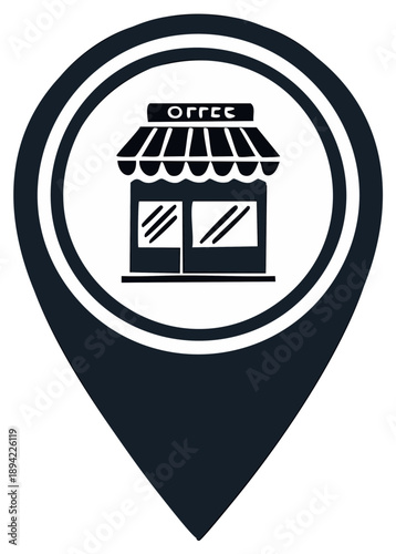 Coffee Shop Location Pin Icon, Map Pointer for Local Businesses, Simple Navigation Point