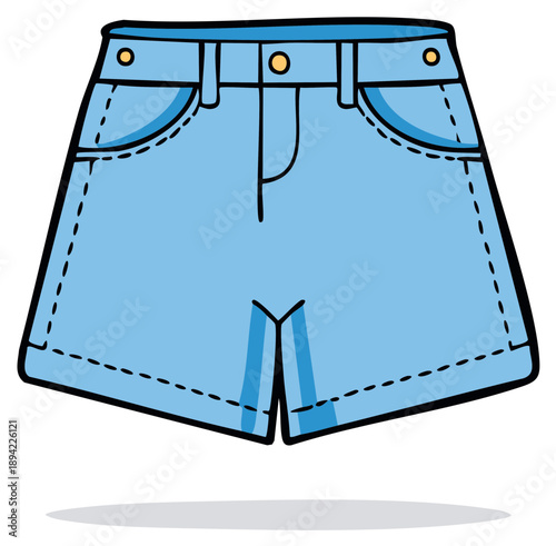 Blue jean shorts cartoon vector icon fashion apparel illustration