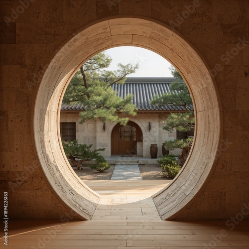 View of a Garden Through an Architectural Opening During Daytime in a Serene ...