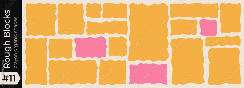 Fototapeta premium Shape crayon rectangle for frame square organic and text doodle zigzag. Box wavy curvy for abstract wave drawn and irregular hand background. Shape banner edge for frame geometric graphic. Vector