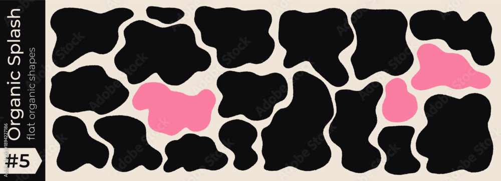 Fototapeta premium Shape frame blob with oval doodle organic and rectangle text box. Wavy amoeba curvy with cow cloud abstract and wave drawn irregular. Hand background shape with line banner oval and geometric. Vector