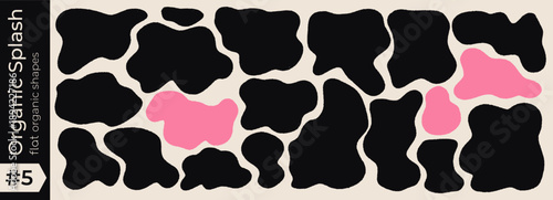 Shape frame blob with oval doodle organic and rectangle text box. Wavy amoeba curvy with cow cloud abstract and wave drawn irregular. Hand background shape with line banner oval and geometric. Vector